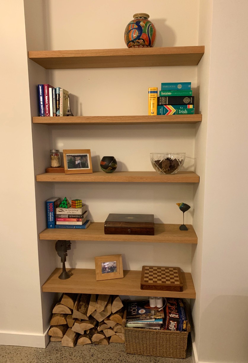 Wooden alcove shelves store